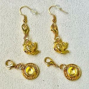 NWT HANDMADE PAIR OF EARRINGS WITH INTERCHANGEABLE CHARMS (SET)